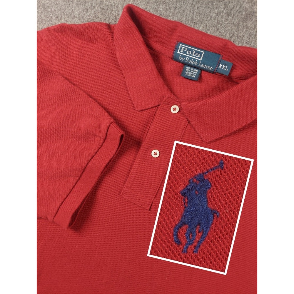 Polo Ralph Lauren Polo Shirt Mens 2XL Red Blue Pony Big And Tall Preppy EUC